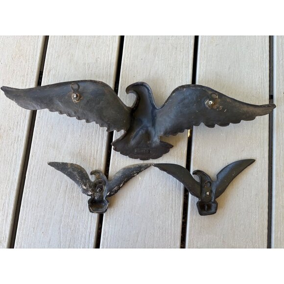 Vtg Homco Cast Aluminum Eagle Wall Decor Set Of 3 Pieces Black - Picture 7 of 7